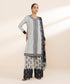 Women's Unstitched Lawn Embroidered Grey 3 Piece Suit